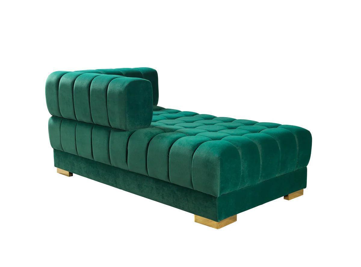 Mia Green Velvet Double Chaise Sectional