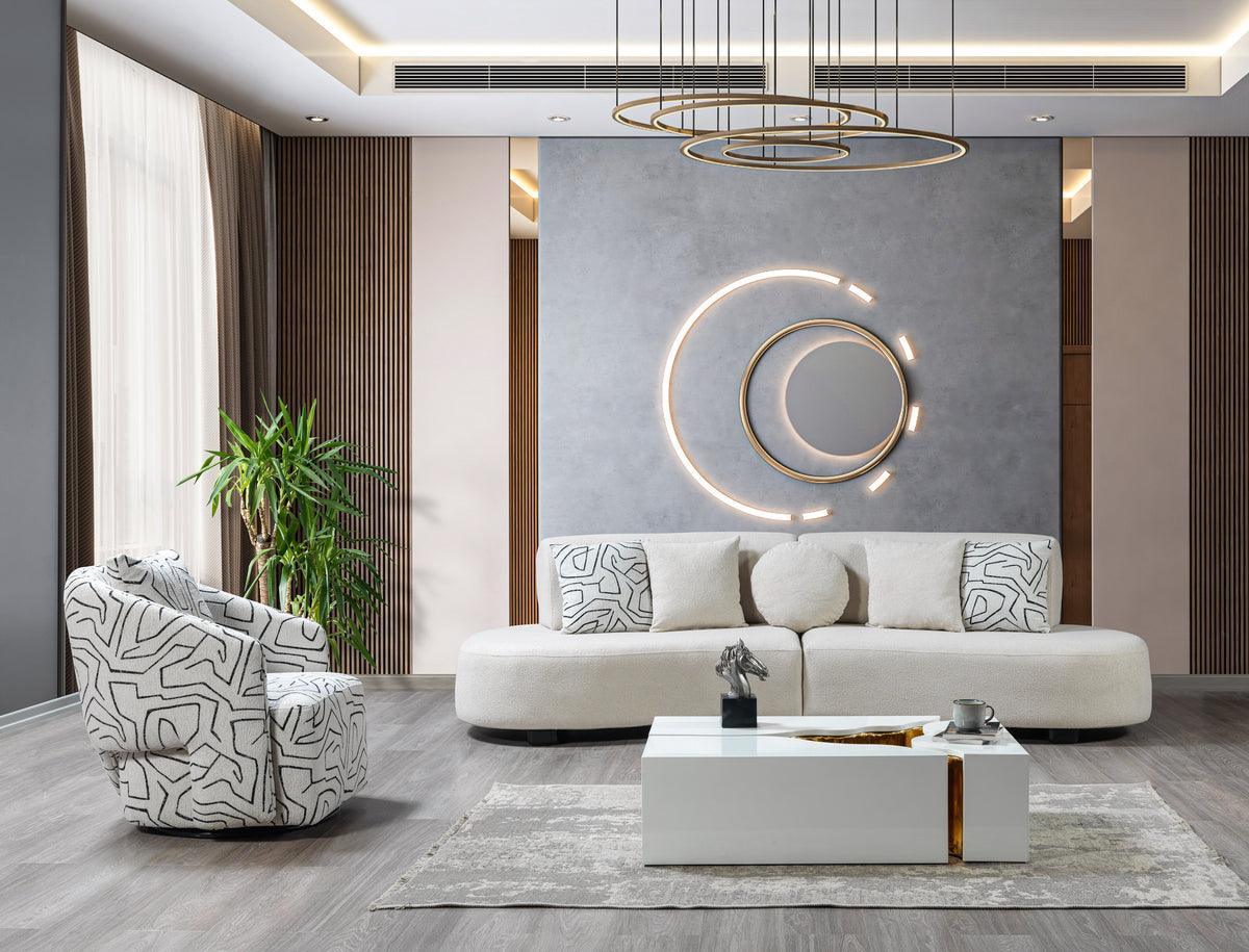 Olivia Ivory Boucle 2-Piece Curved Sectional - Ella Furniture