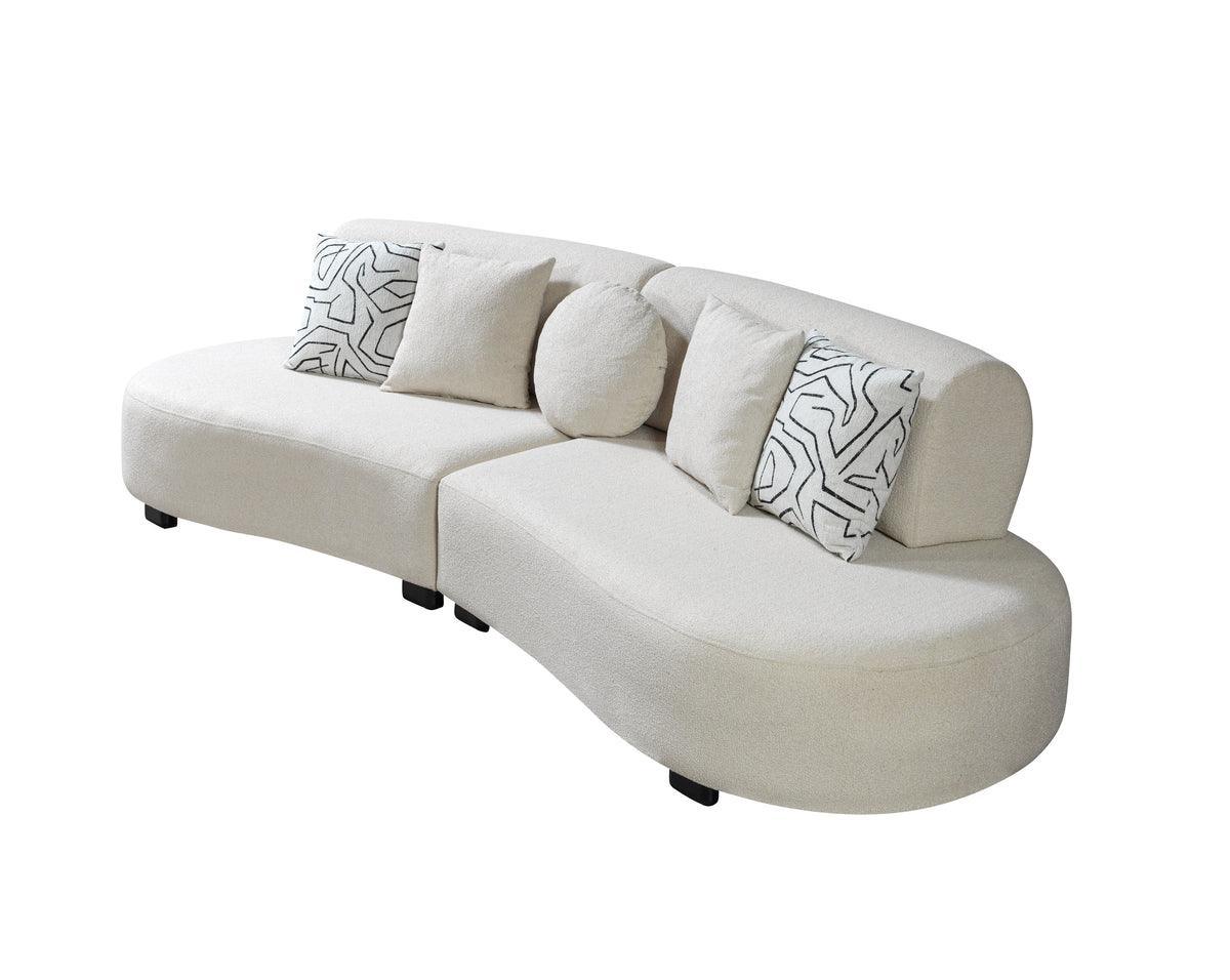 Olivia Ivory Boucle 2-Piece Curved Sectional - Ella Furniture
