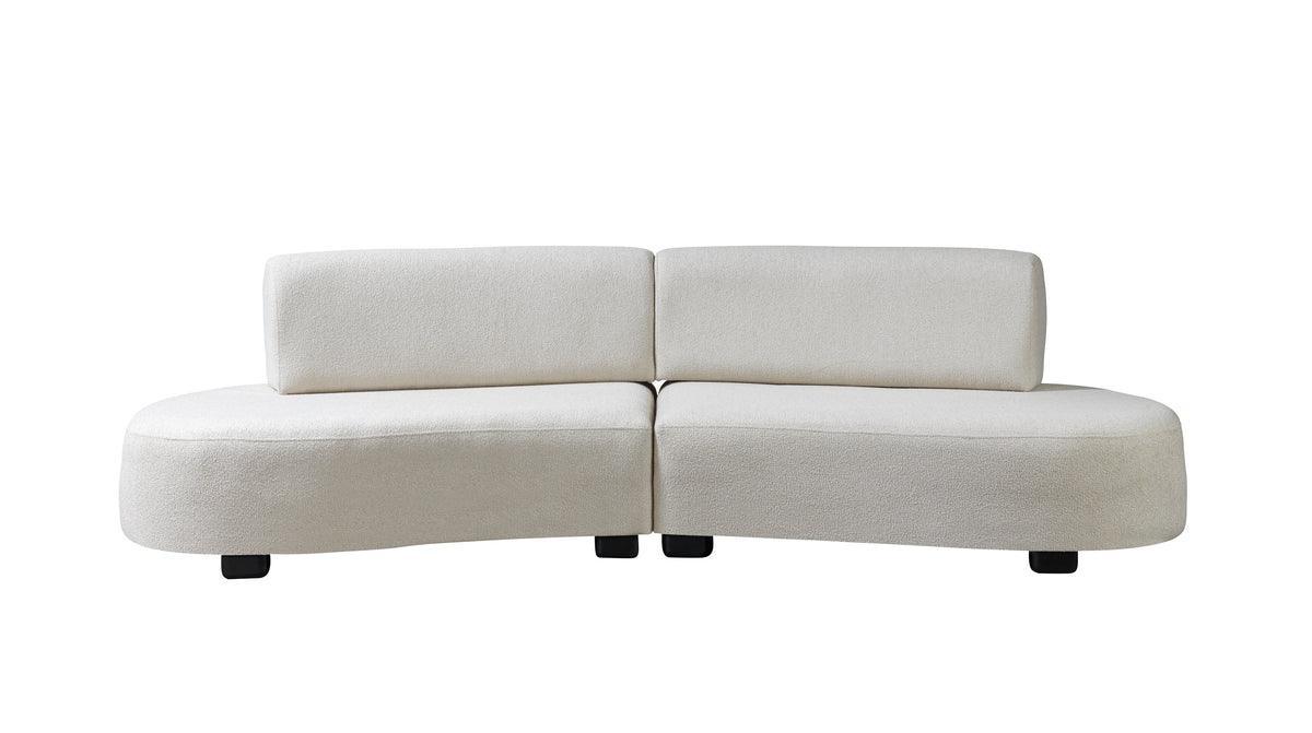 Olivia Ivory Boucle 2-Piece Curved Sectional - Ella Furniture
