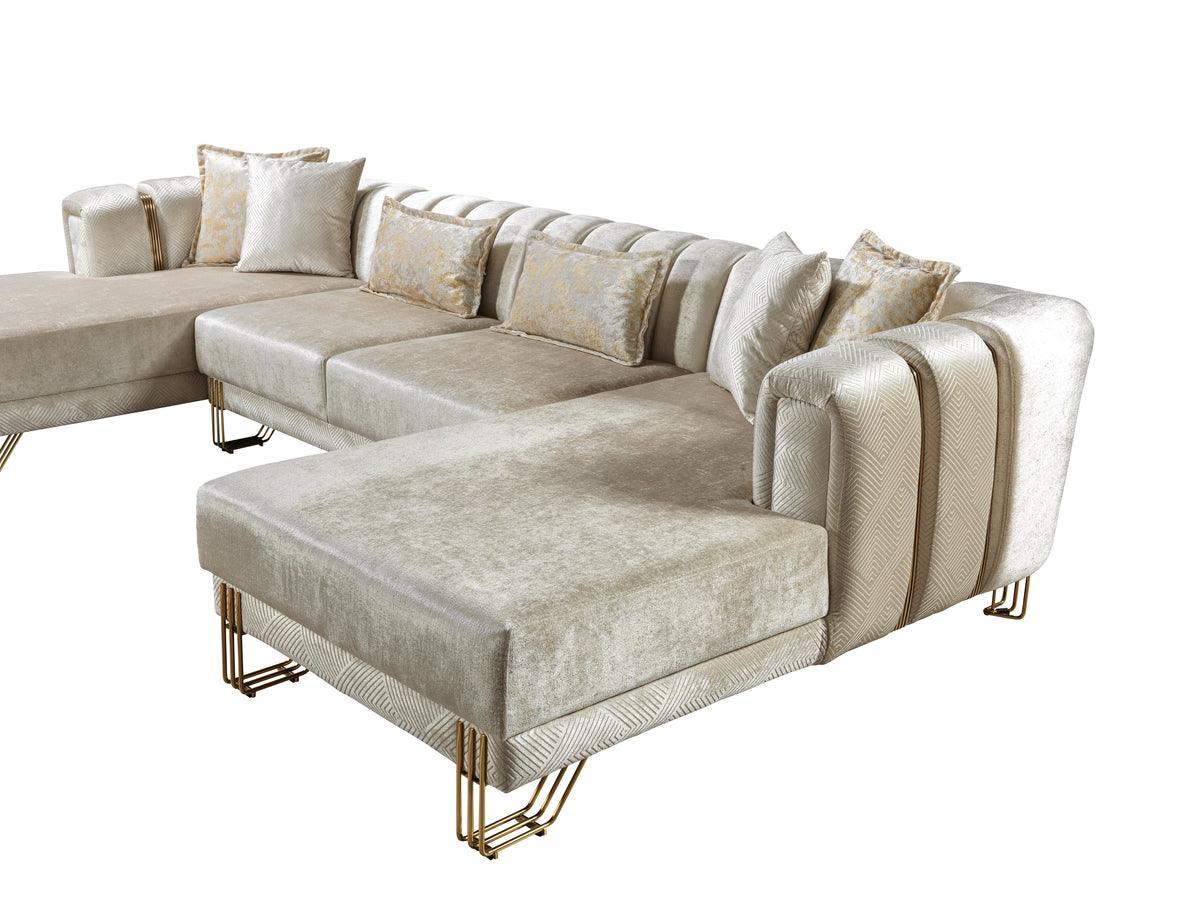 Ella Ivory Velvet Double Chaise Sectional - Ella Furniture