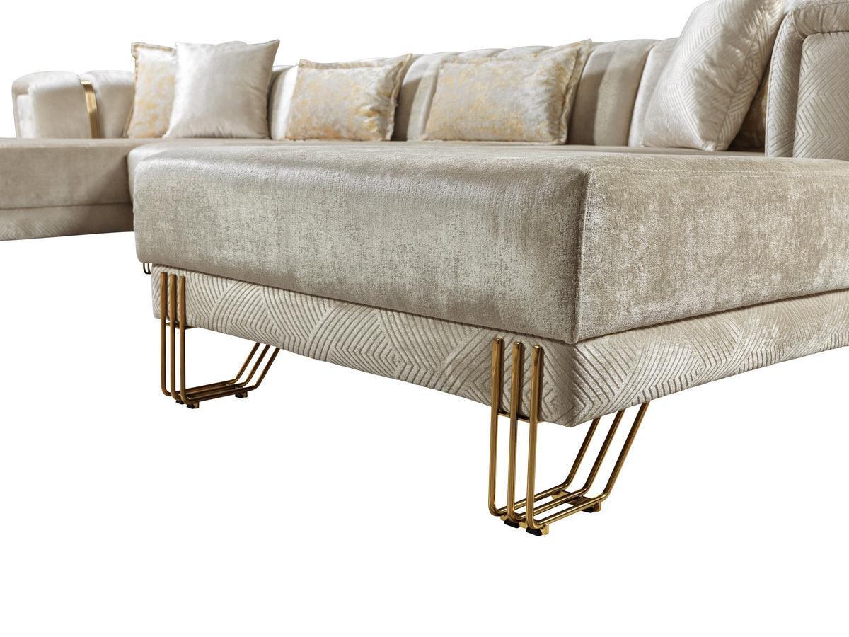 Ella Ivory Velvet Double Chaise Sectional - Ella Furniture