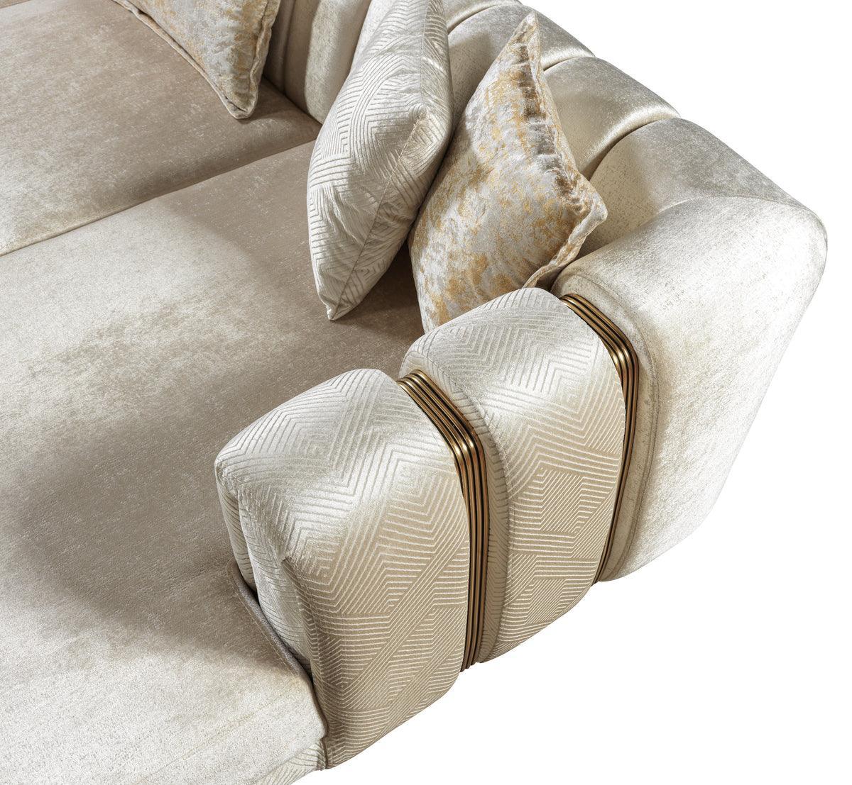 Ella Ivory Velvet Double Chaise Sectional - Ella Furniture