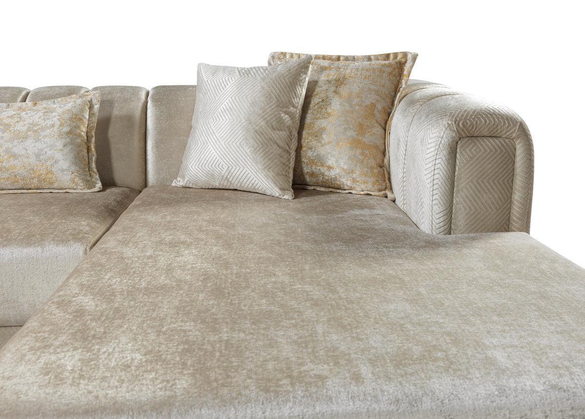 Ella Ivory Velvet Double Chaise Sectional - Ella Furniture