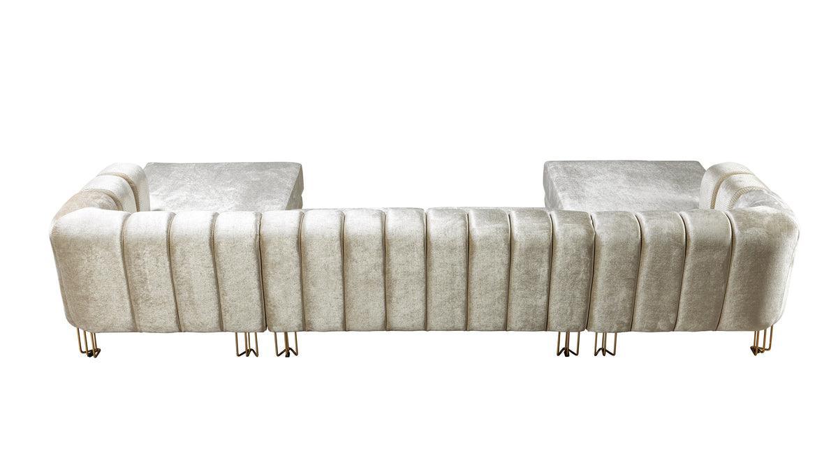 Ella Ivory Velvet Double Chaise Sectional - Ella Furniture