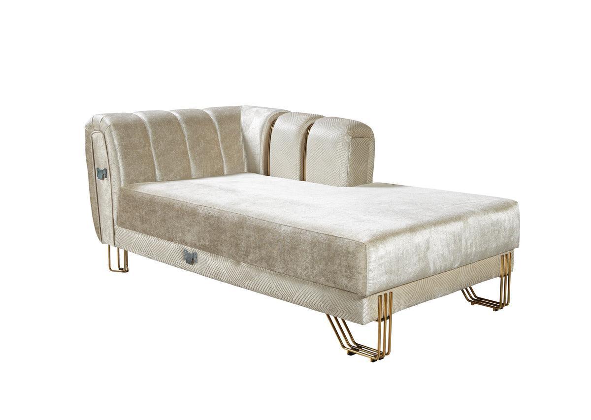 Ella Ivory Velvet Double Chaise Sectional - Ella Furniture