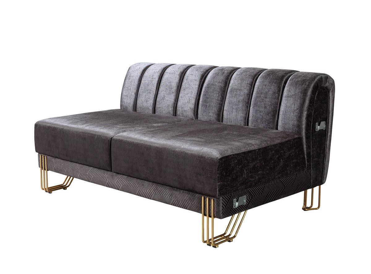 Ella Smoke Velvet Double Chaise Sectional - Ella Furniture