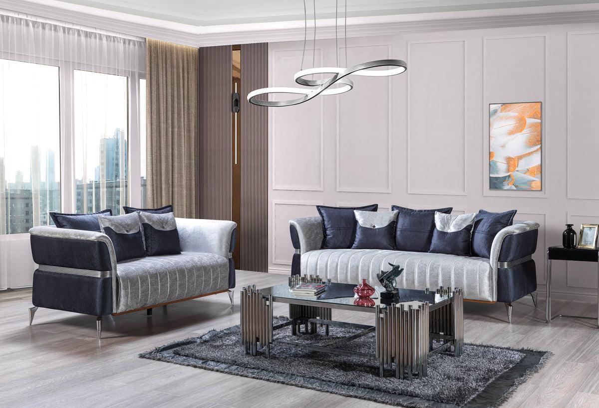 Avery Silver-gray Velvet Sofa & Loveseat - Ella Furniture
