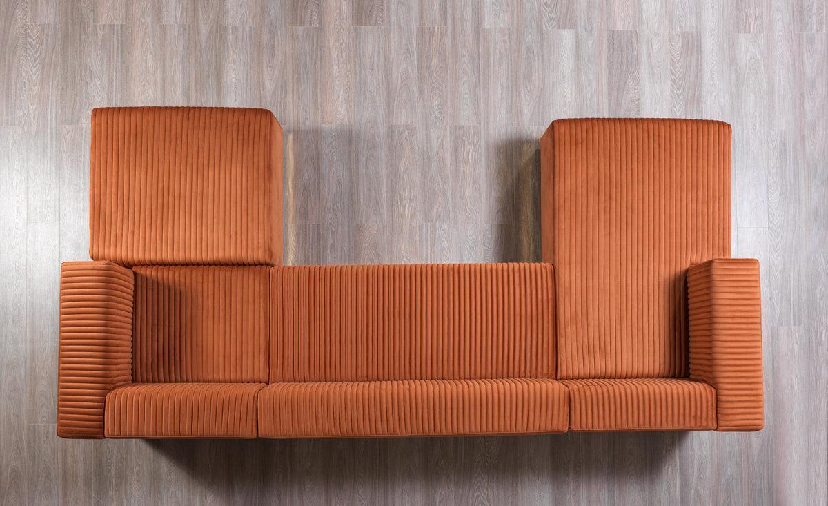 Elizabeth Orange Velvet 4-Piece Sectional