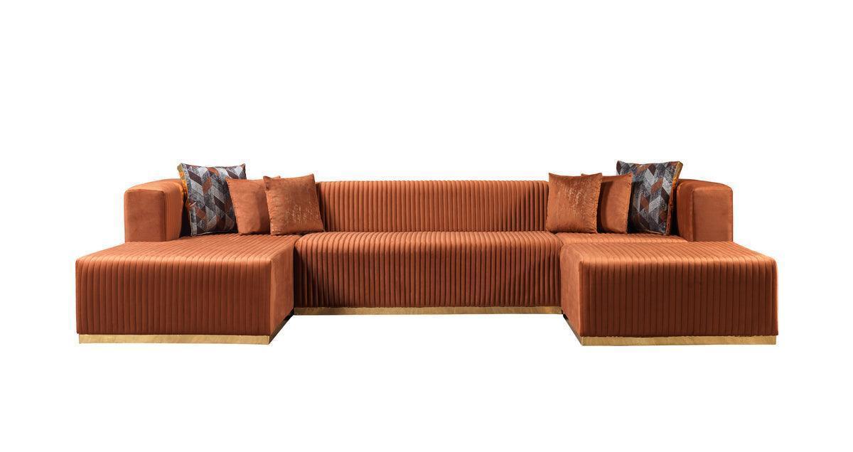 Elizabeth Orange Velvet 4-Piece Sectional