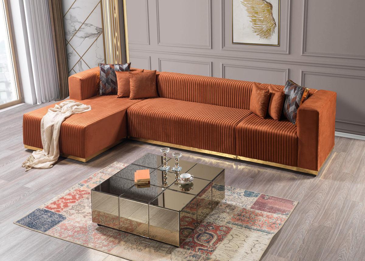 Elizabeth Orange Velvet 4-Piece Sectional