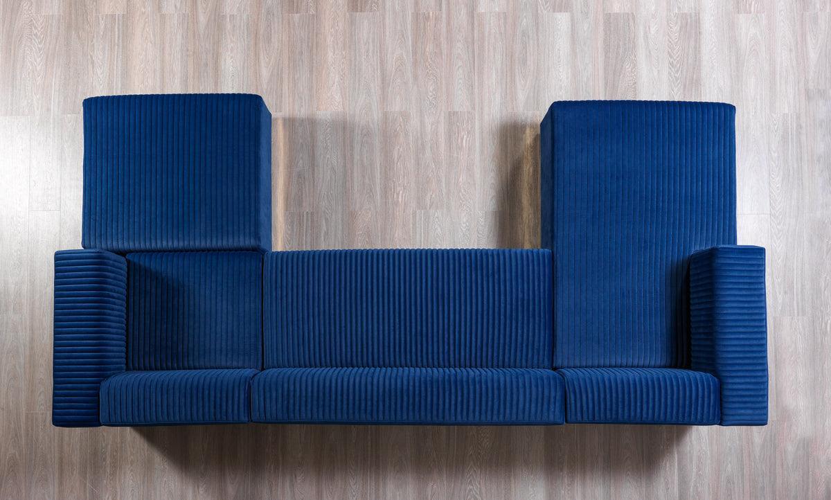 Elizabeth Blue Velvet 4-Piece Sectional - Ella Furniture