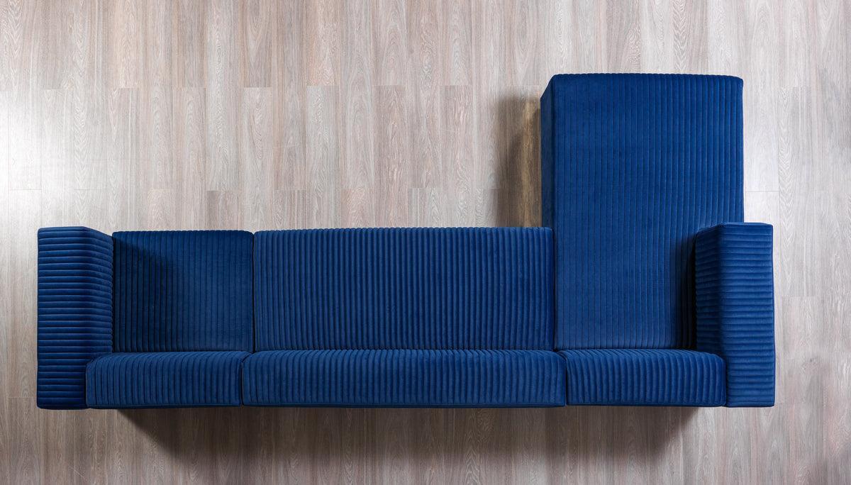 Elizabeth Blue Velvet 4-Piece Sectional - Ella Furniture