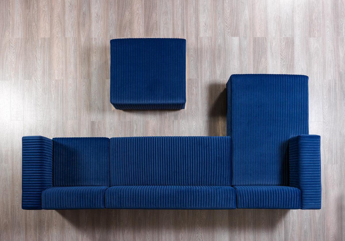 Elizabeth Blue Velvet 4-Piece Sectional - Ella Furniture