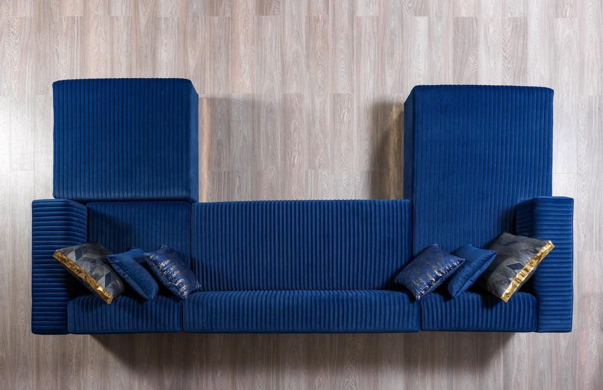 Elizabeth Blue Velvet 4-Piece Sectional - Ella Furniture