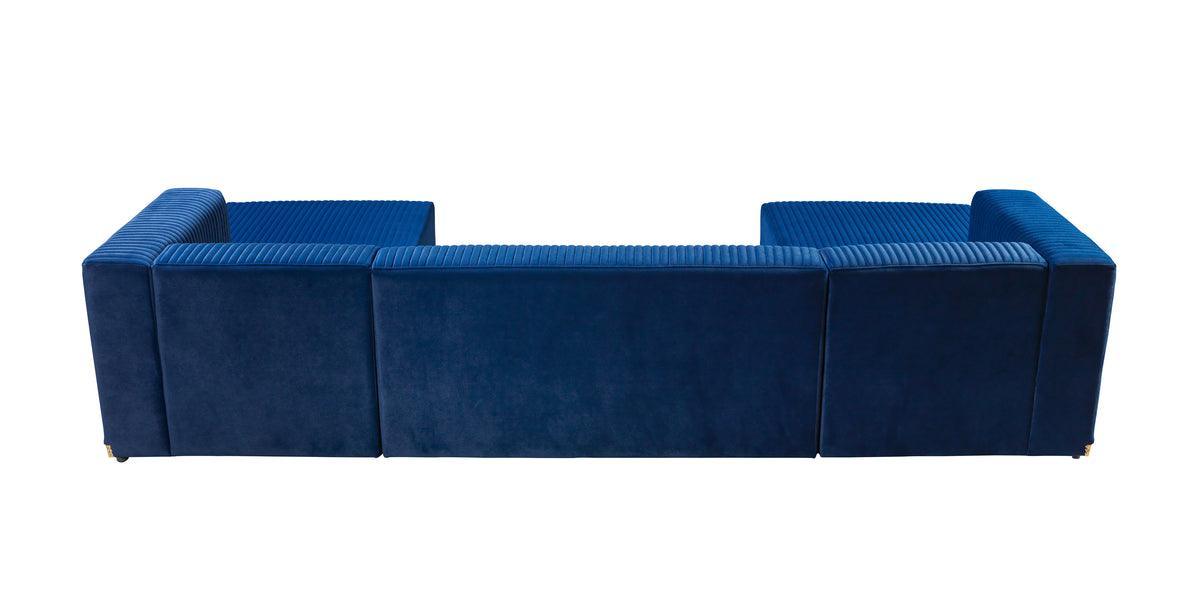 Elizabeth Blue Velvet 4-Piece Sectional - Ella Furniture