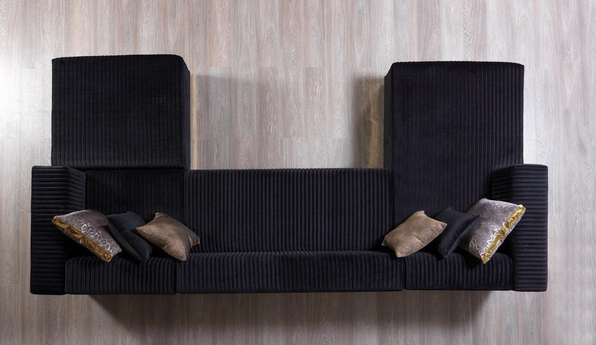 Elizabeth Black Velvet 4-Piece Sectional - Ella Furniture
