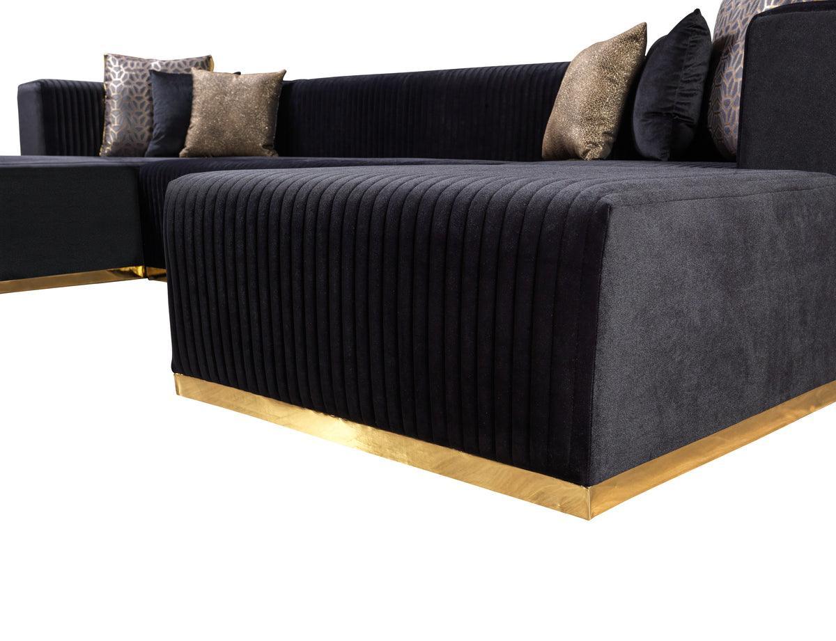 Elizabeth Black Velvet 4-Piece Sectional - Ella Furniture