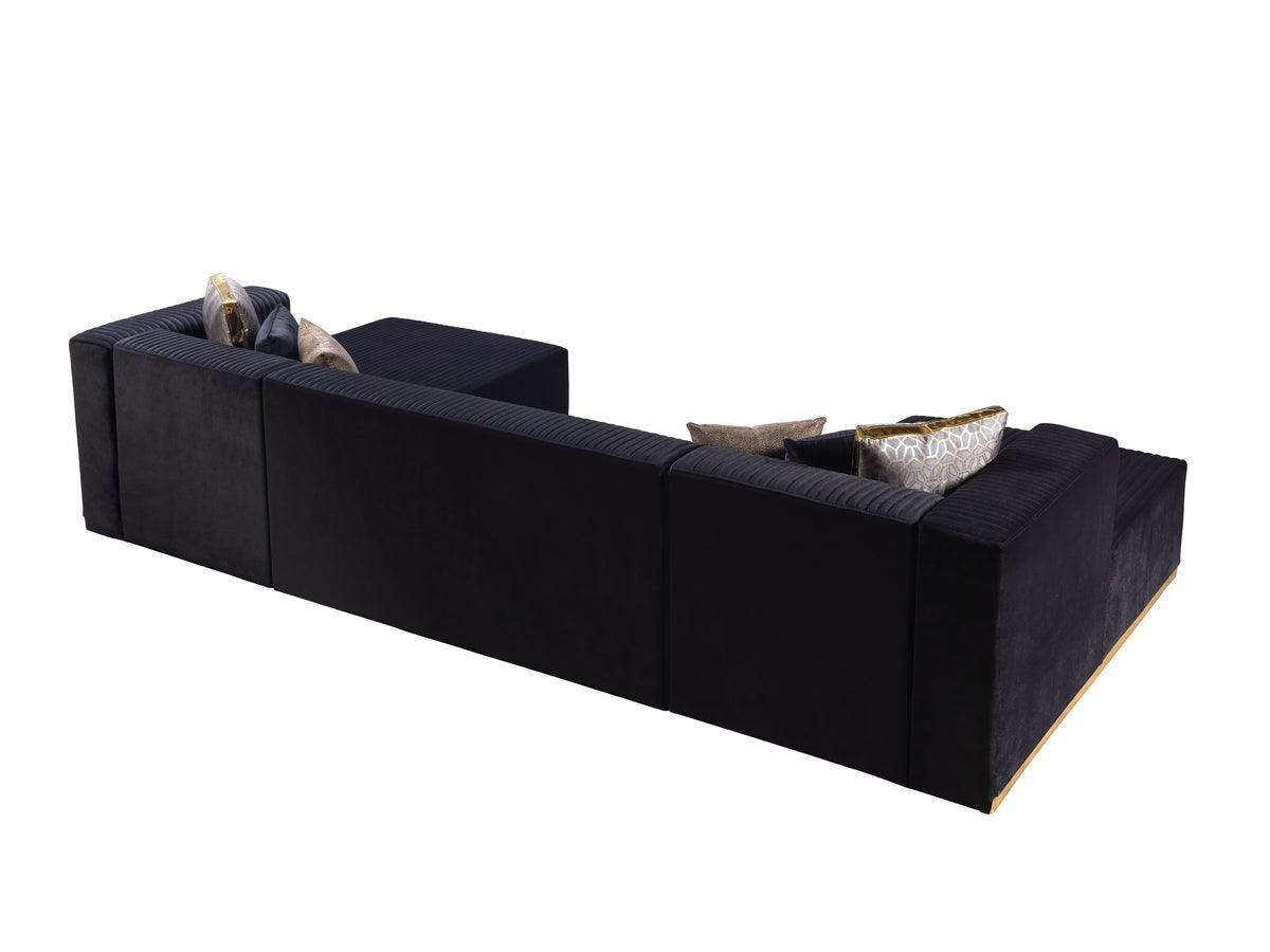 Elizabeth Black Velvet 4-Piece Sectional - Ella Furniture
