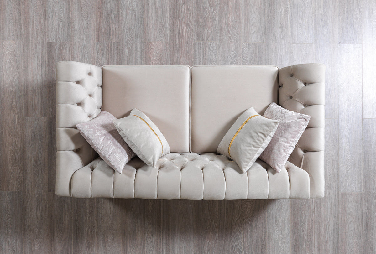 Milena Ivory Velvet Loveseat 73" view 5