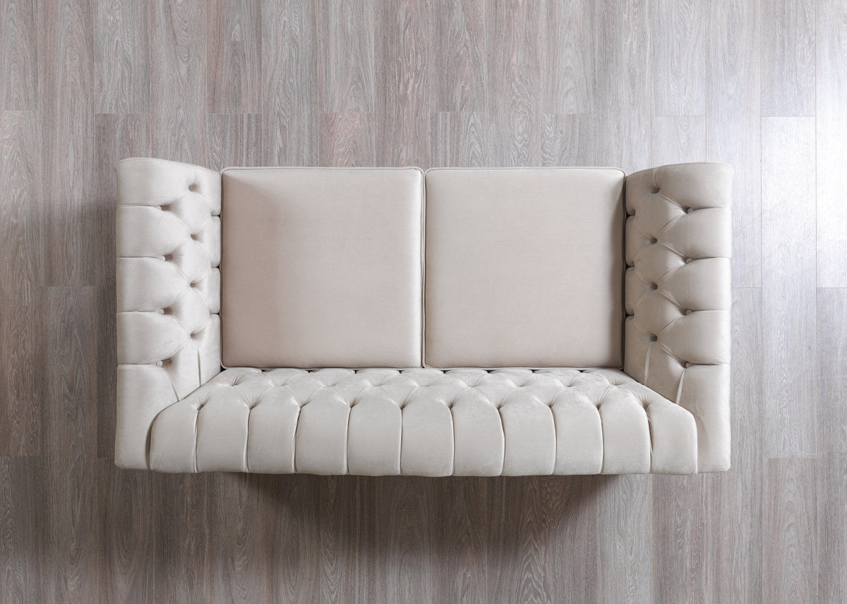 Milena Ivory Velvet Loveseat 73" view 6