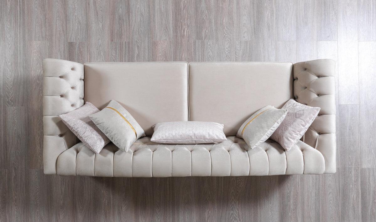Milena Ivory Velvet Sofa & Loveseat - Ella Furniture