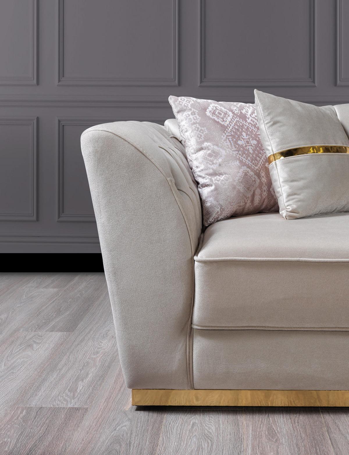 Milena Ivory Velvet Sofa & Loveseat - Ella Furniture