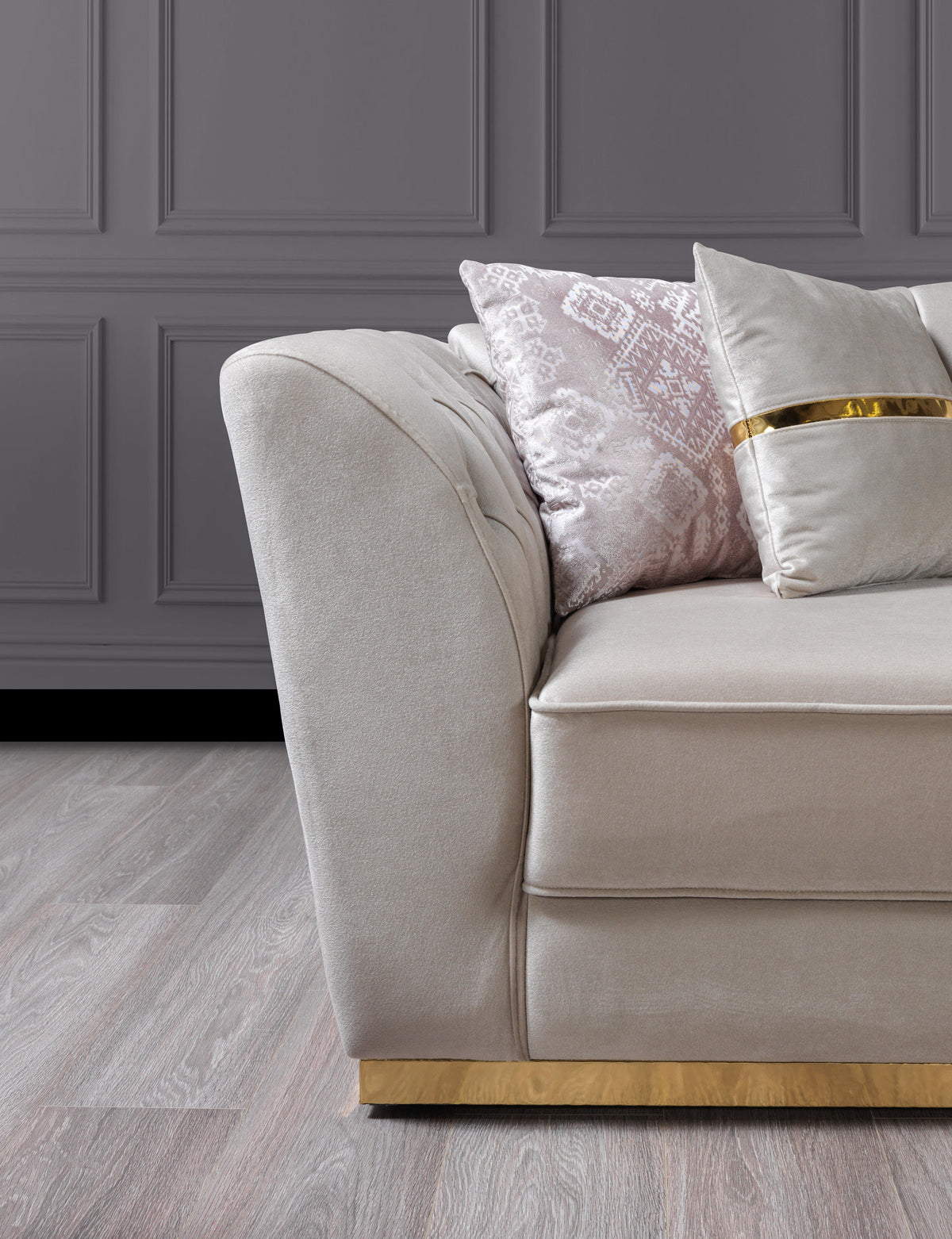 Milena Ivory Velvet Loveseat 73" view 3