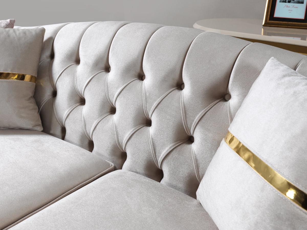 Milena Ivory Velvet Loveseat 73" view 4