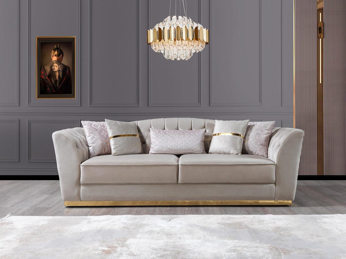 Milena Ivory Velvet Sofa & Loveseat - Ella Furniture