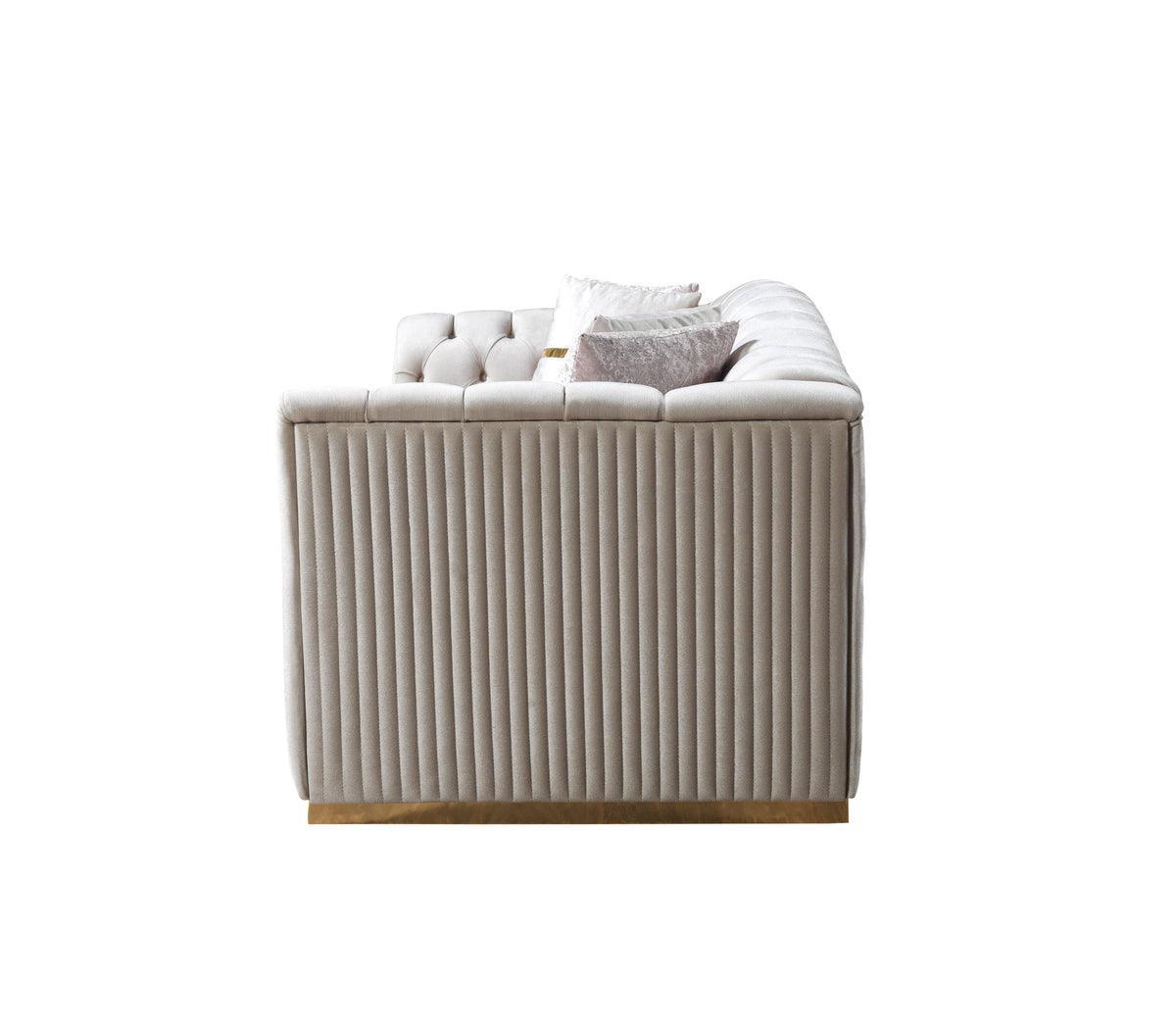 Milena Ivory Velvet Sofa & Loveseat - Ella Furniture