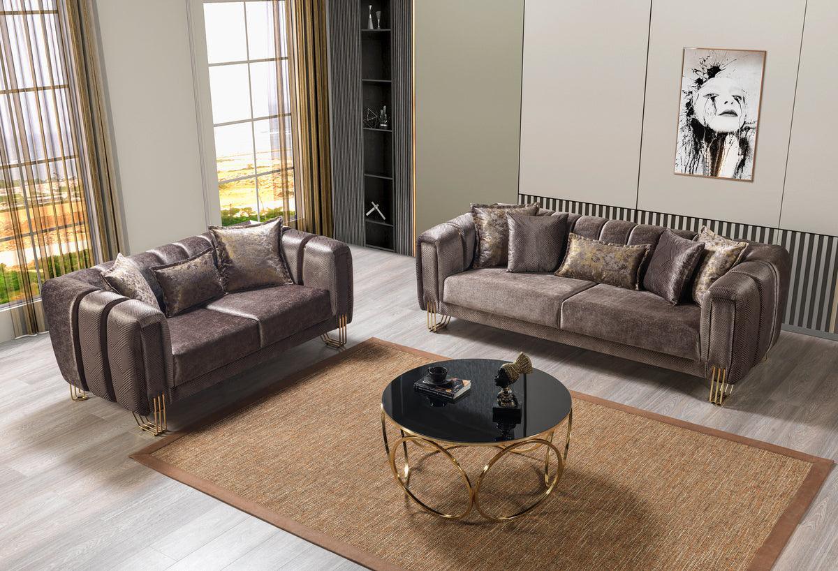 Ella Coffee Velvet Sofa & Loveseat - Ella Furniture