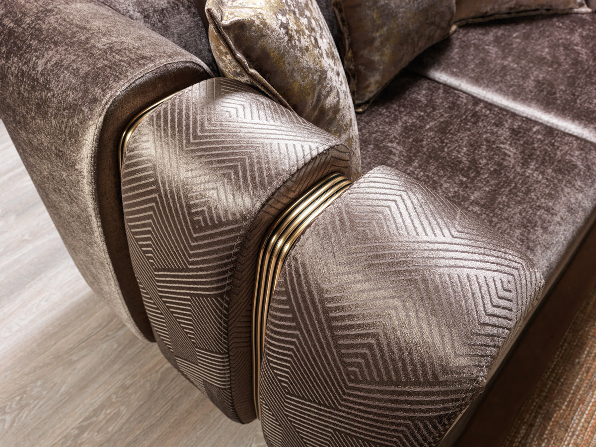 Santana Coffee Velvet Sofa view 4