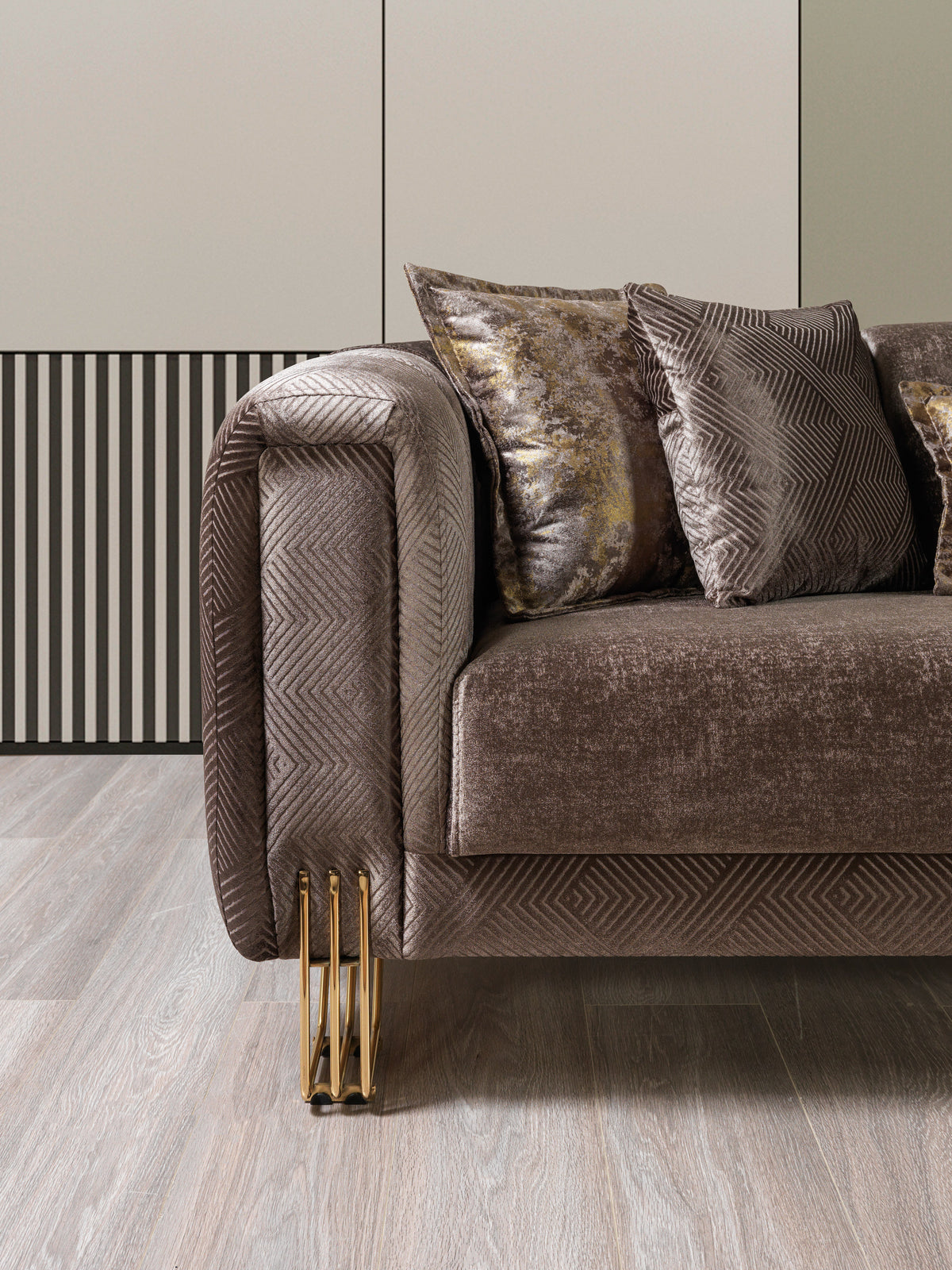 Santana Coffee Velvet Sofa view 2