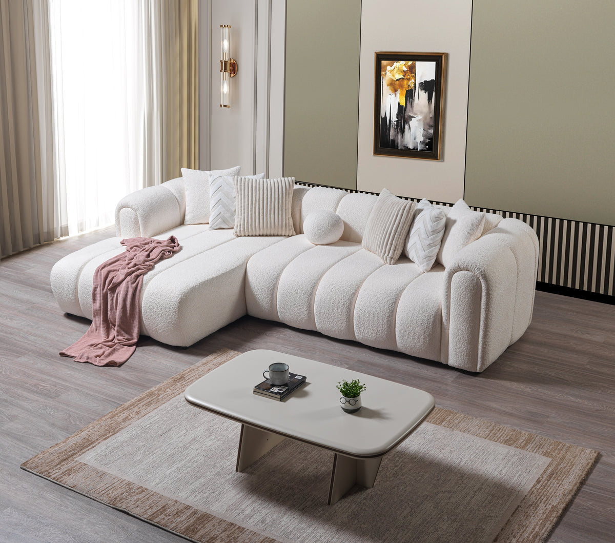 Lis Ivory Boucle LAF 115" Sectional view 3