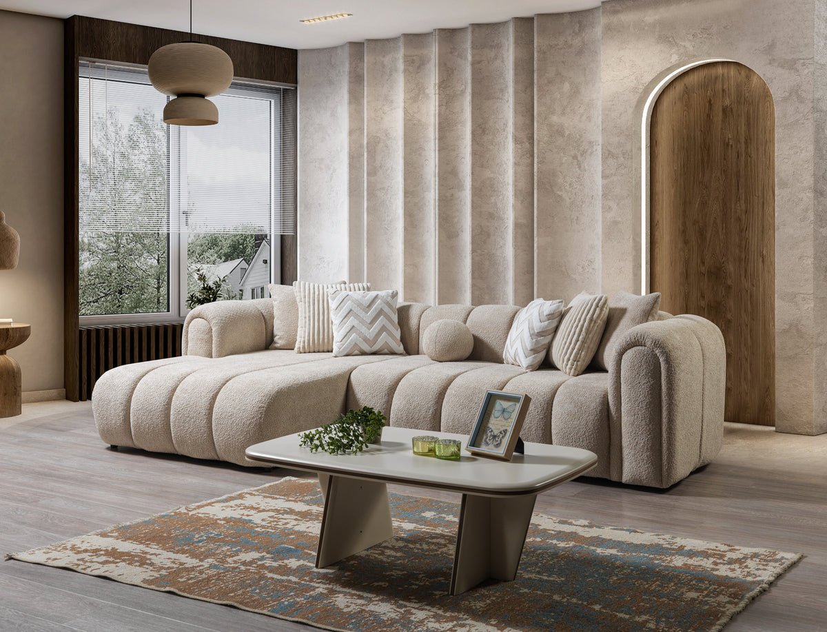 Elly Sand Boucle LAF 115" Sectional
