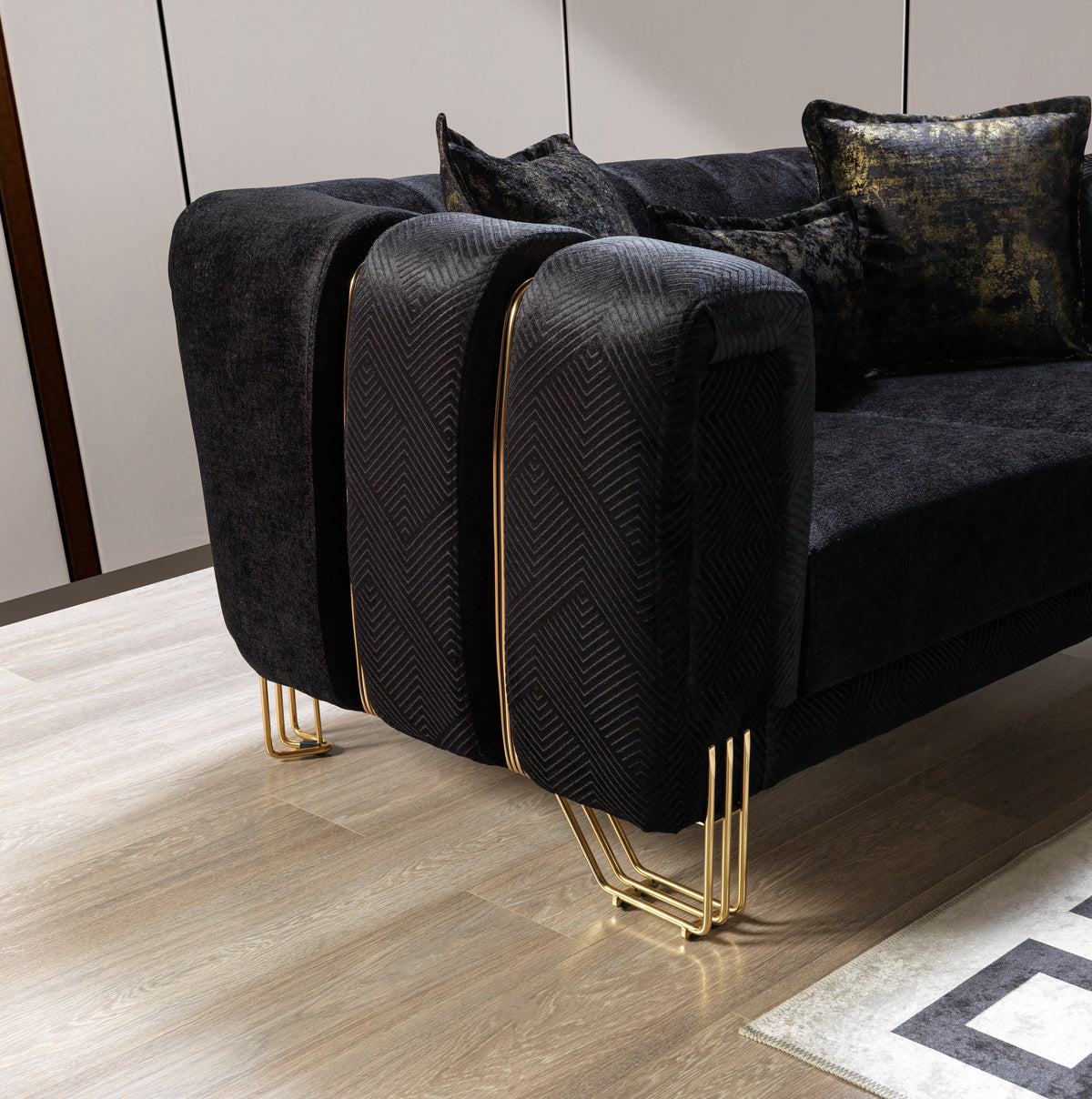 Santana Black Velvet Loveseat view 14
