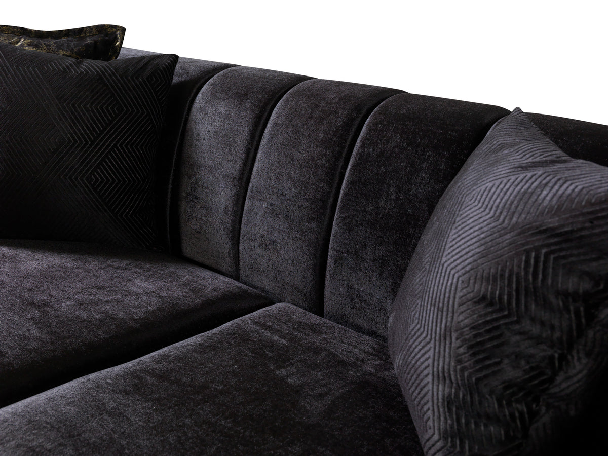 Santana Black Velvet Loveseat view 12