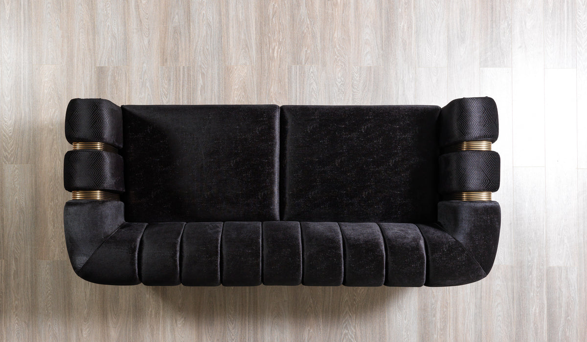 Santana Black Velvet Sofa view 9