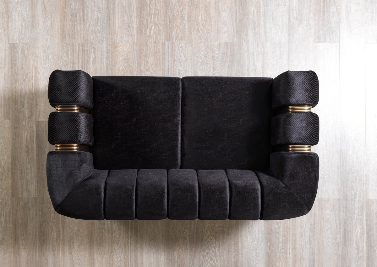 Santana Black Velvet Loveseat view 6