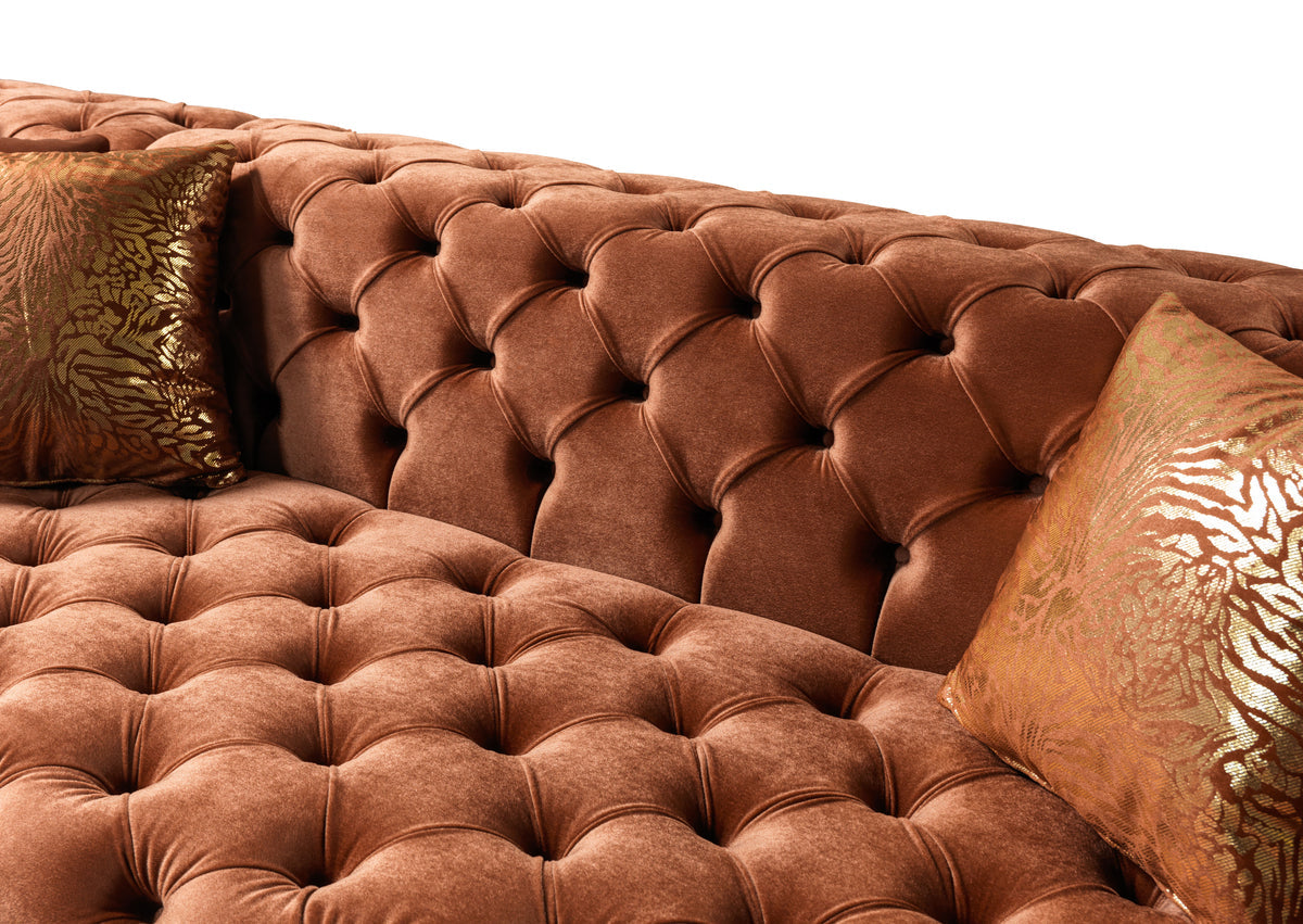 Seva Orange Velvet Double Chaise 138" Sectional