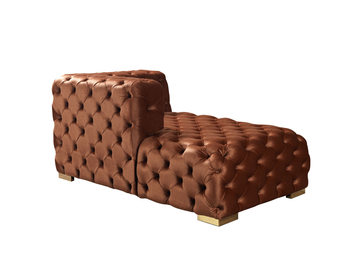 Seva Orange Velvet Double Chaise 138" Sectional