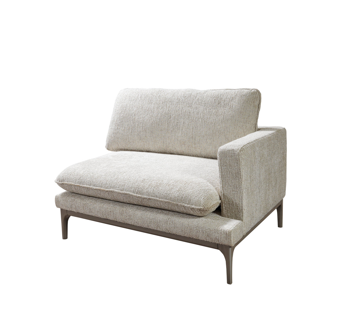 Alexis Ivory Linen 3-Piece Curved 126" Sectional with Ottoman