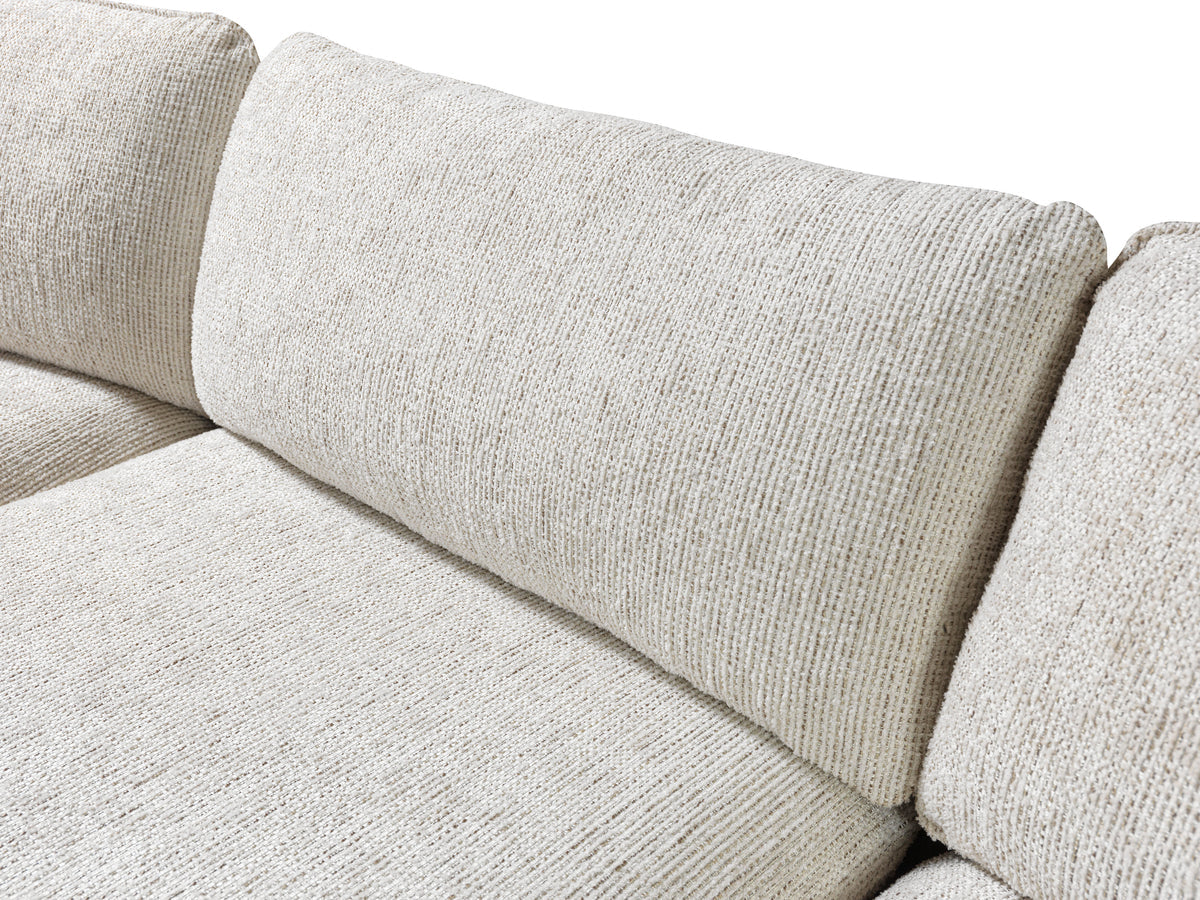 Alexis Ivory Linen 3-Piece Curved 126" Sectional with Ottoman