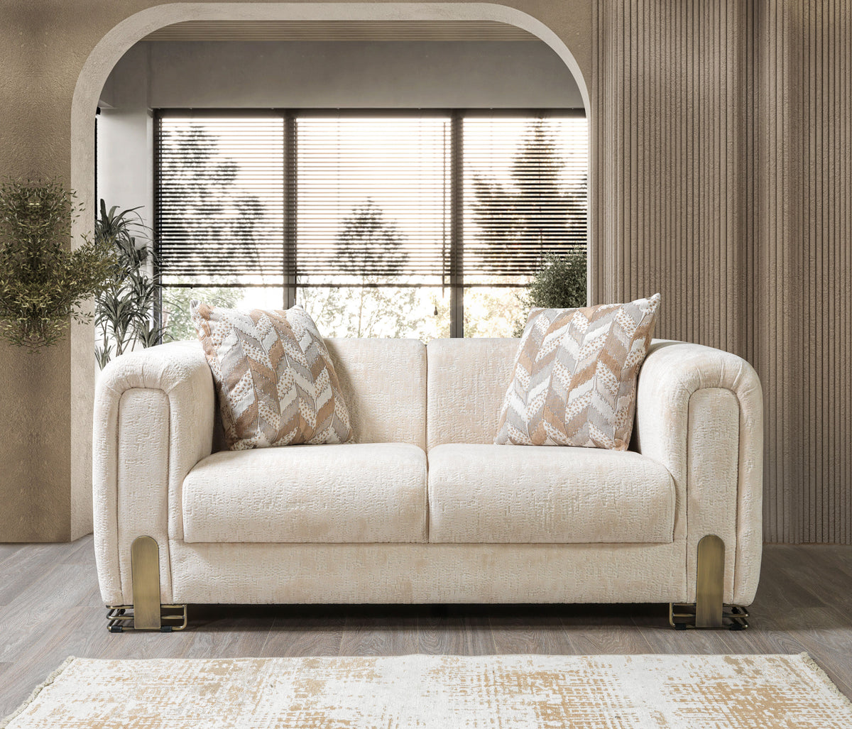Ameena Ivory Boucle Sofa 93" & Loveseat 71"
