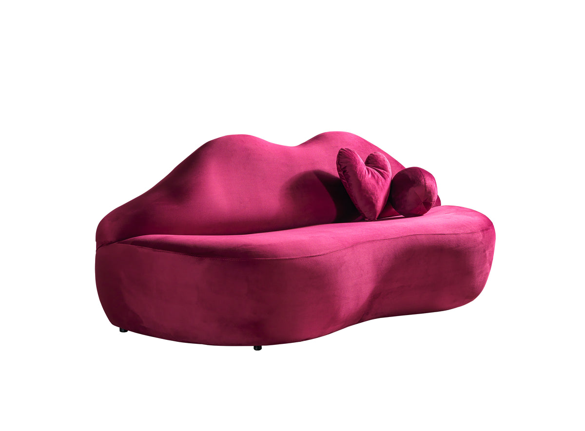 Audrey Maroon Velvet Loveseat 81"
