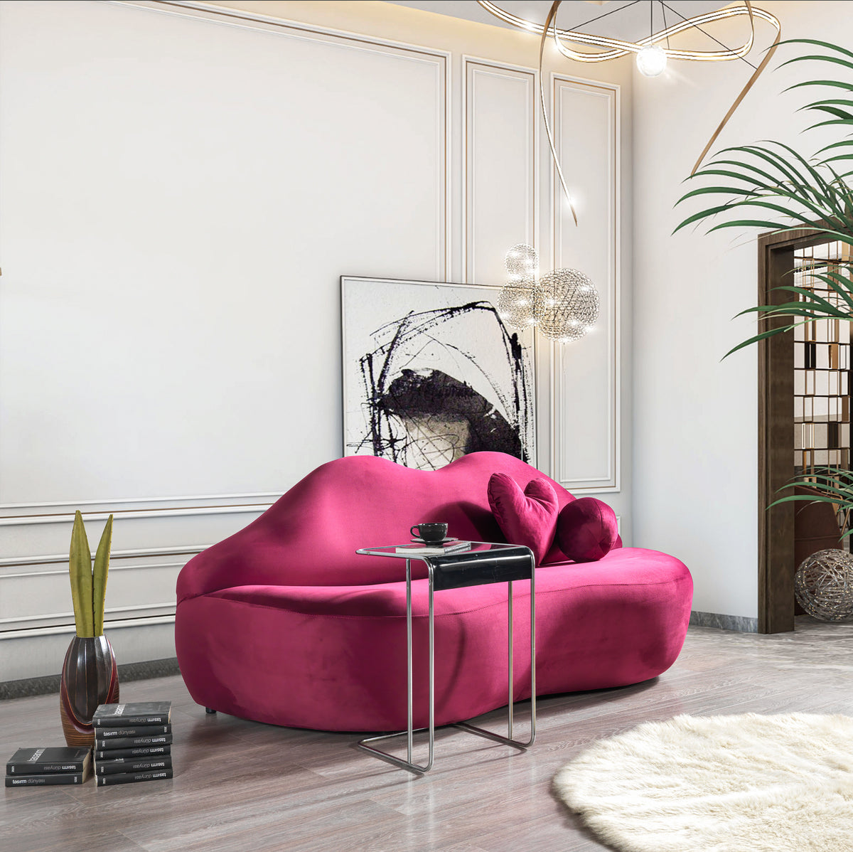 Audrey Maroon Velvet Loveseat 81"