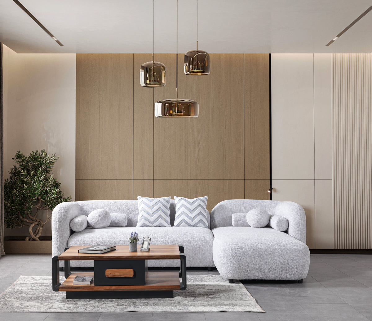 Hanna Gray Boucle RAF 110" Sectional
