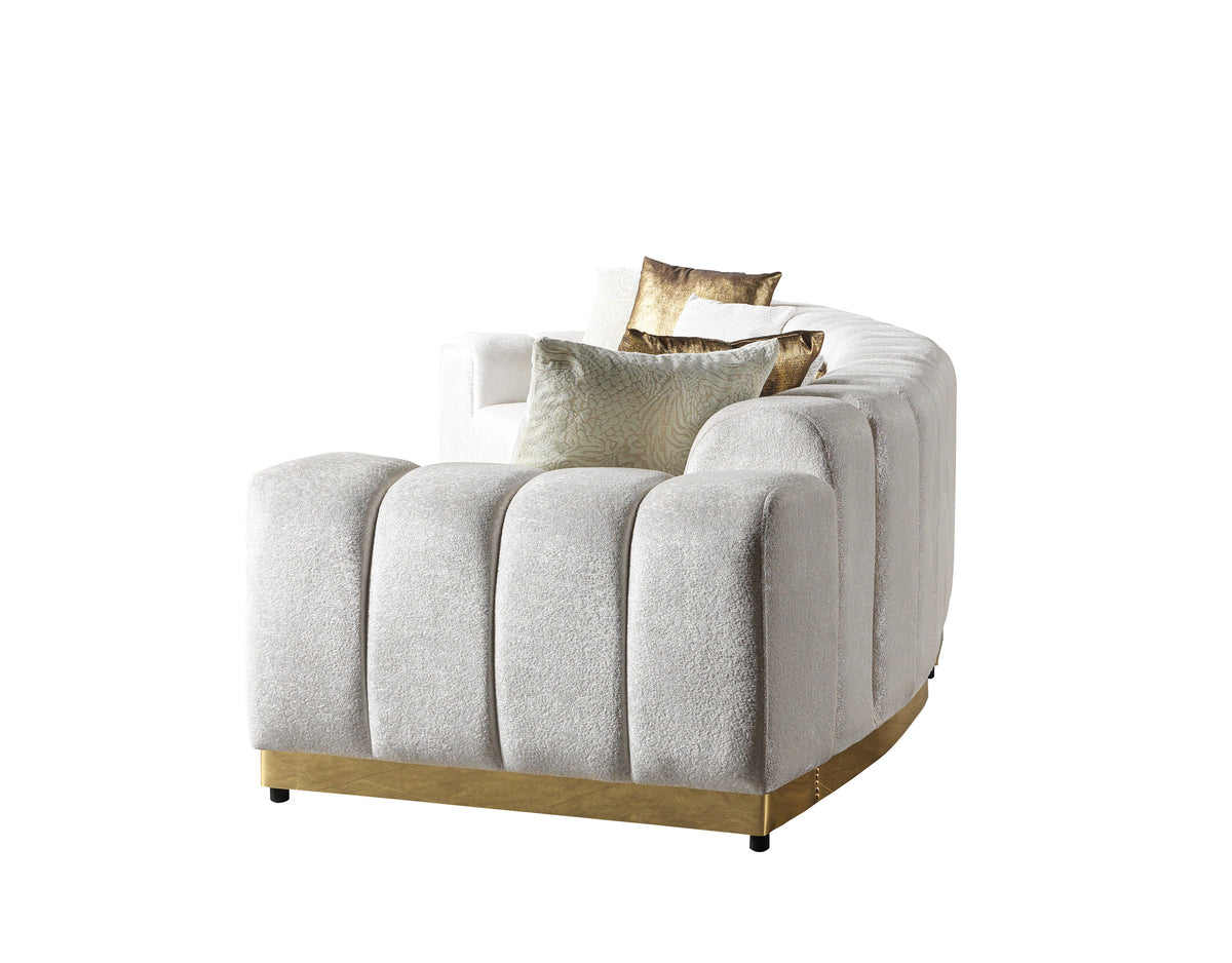 Anne Ivory Velvet 3-Piece Curved 165" Sectional