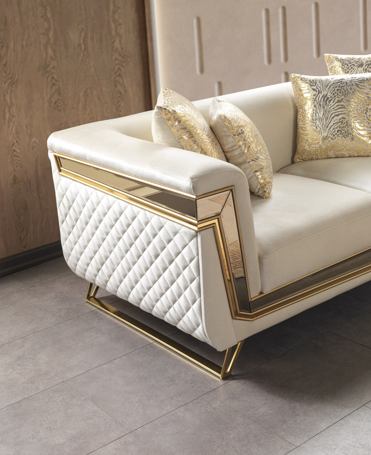 Belly Ivory Velvet Sofa 92" & Loveseat 76"